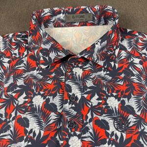 G/FORE Mens Tropical Floral Golf Polo Shirt Red Navy Blue Size Large